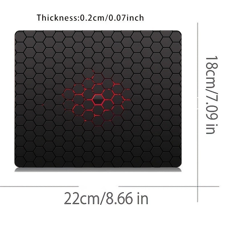 Non-slip rubber mouse pad, rectangular geometry game design, desk accessory, 7x8.6 inch, Mini soft computer mouse pad with hexagonal pattern