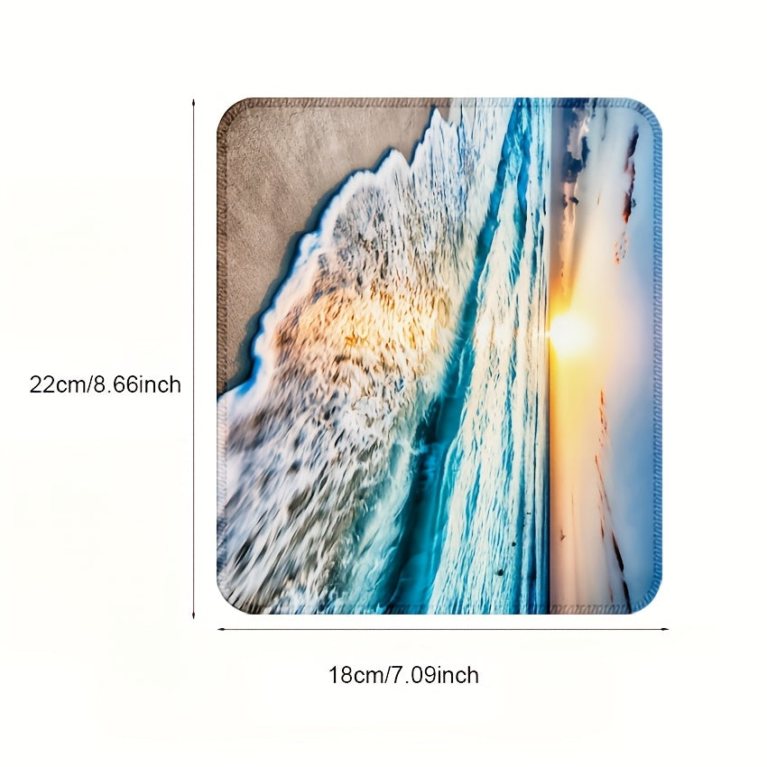 Cute Mouse Pad with Beach Square Edge Lock, Perfect for Desktop Environments with Wireless Mouse. Perfect for Travel, with Non-Slip Rubber Base And Stitched Edges, Great for Computers, Laptops And Office Environments.